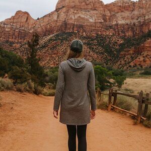 The North Face Shirt Hoodie Gray Mini Dress, Size L